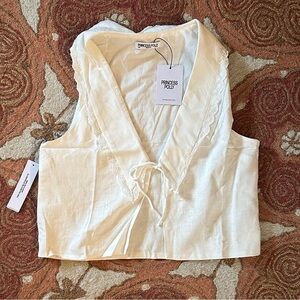 Princess Polly Cream Sleeveless Blouse